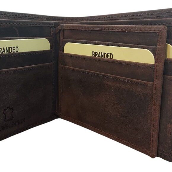 Men's Bi-Fold Genuine Cowhide Leather Wallet with RFID - Picture 7 of 8